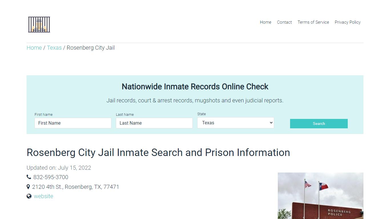 Rosenberg City Jail Inmate Search, Visitation, Phone no ...